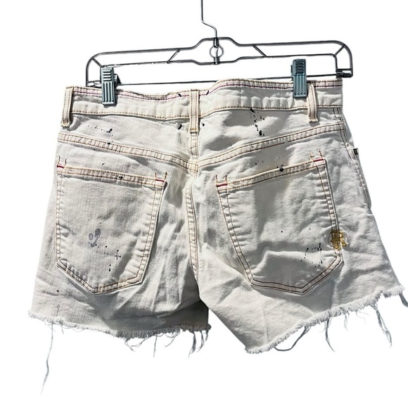 Rich & Skinny Off White Distressed Paint Splattered Shorts Size 27 Cheetah USA - Picture 7 of 8